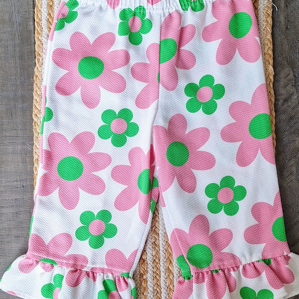 Kelly's Kids Polka Dot Ruffle Pants in Pink and Green